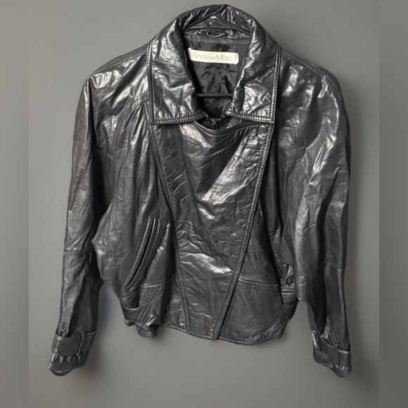 Andrew Marc Jackets & Blazers - Andrew Marc 100% Leather Moto Jacket Black Zip Up Belted Waist Women’s Medium